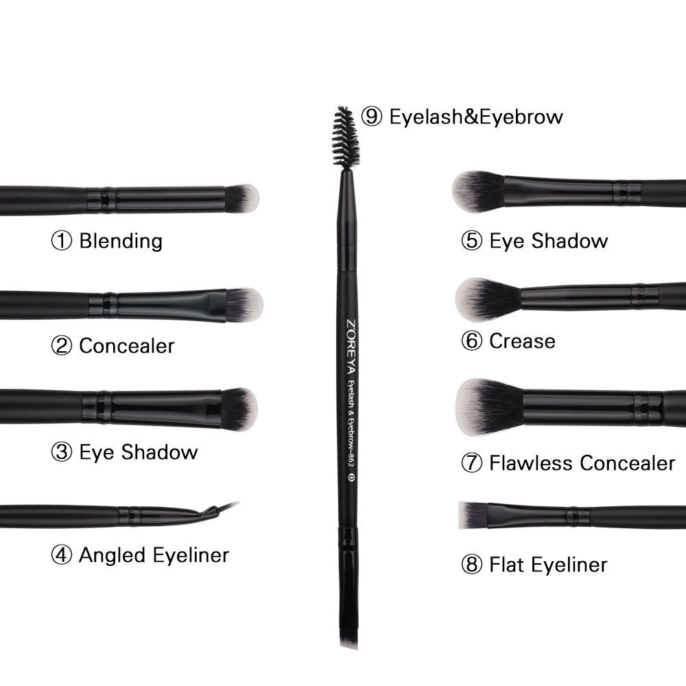 ZOREYA 15-Piece Makeup Brush Set with Black Handles