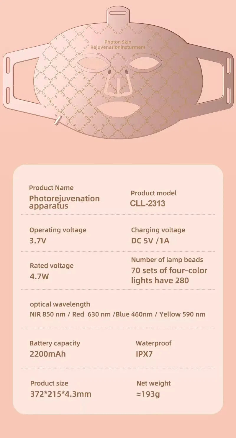 Flexible Silicone LED Light Therapy Mask